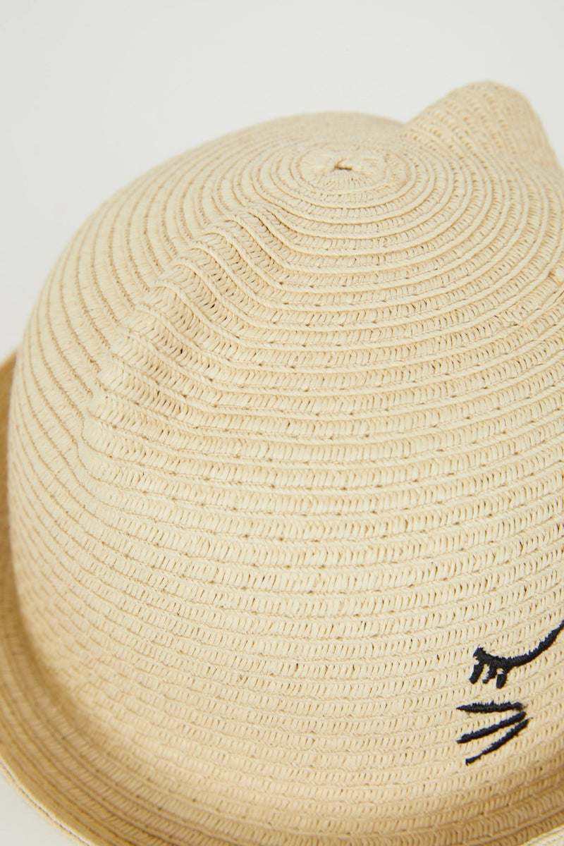 DeFacto Beige Girl Girl Embroidered Straw Hat Casual - Image 4